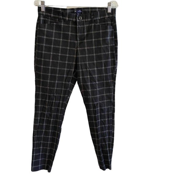 Gap Slim City Black White Windowpane Trousers Work Pants Size 4 - Picture 1 of 5